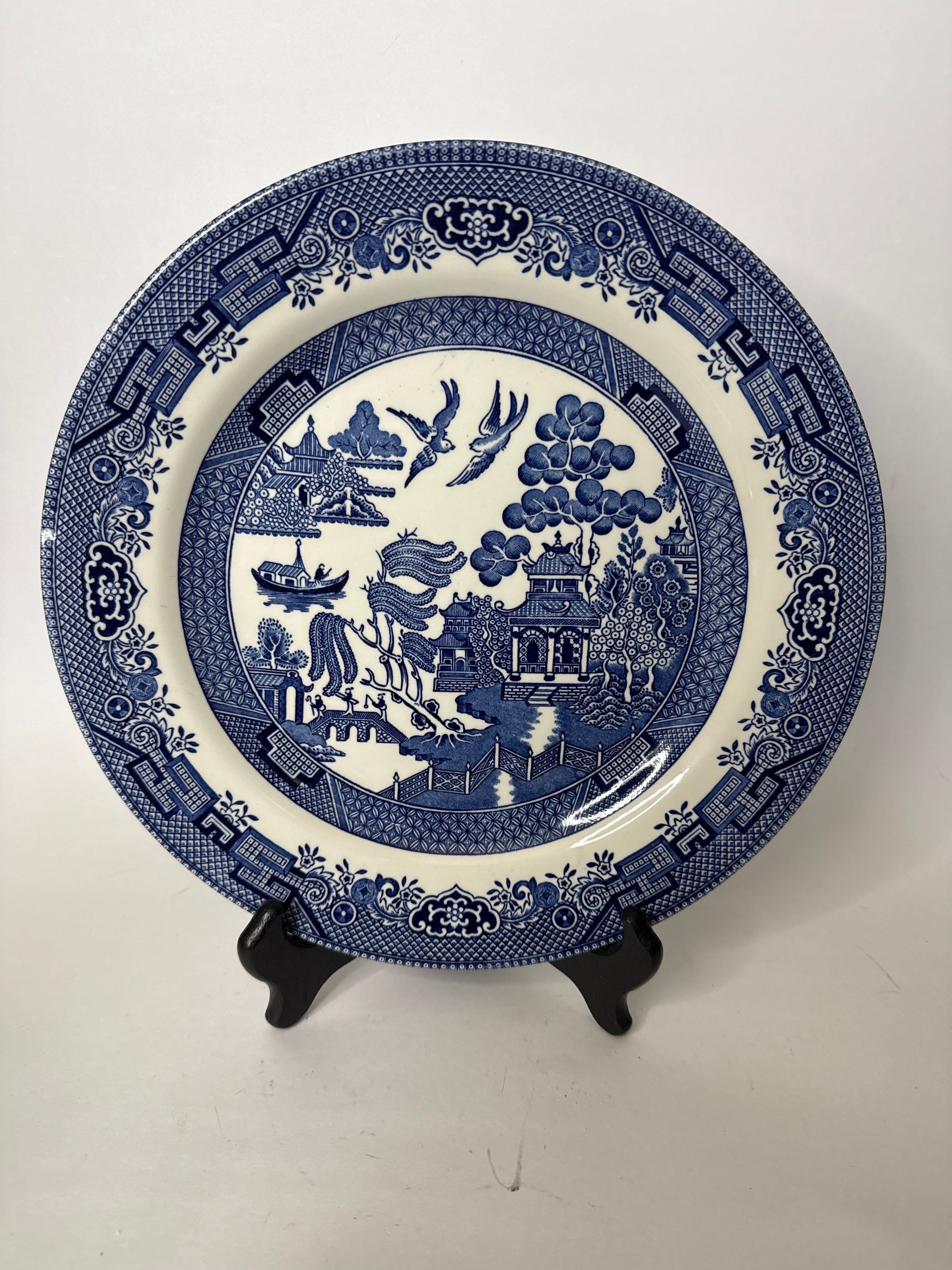 10.25” Churchill Willow plate, Staffordshire England, blue transferware