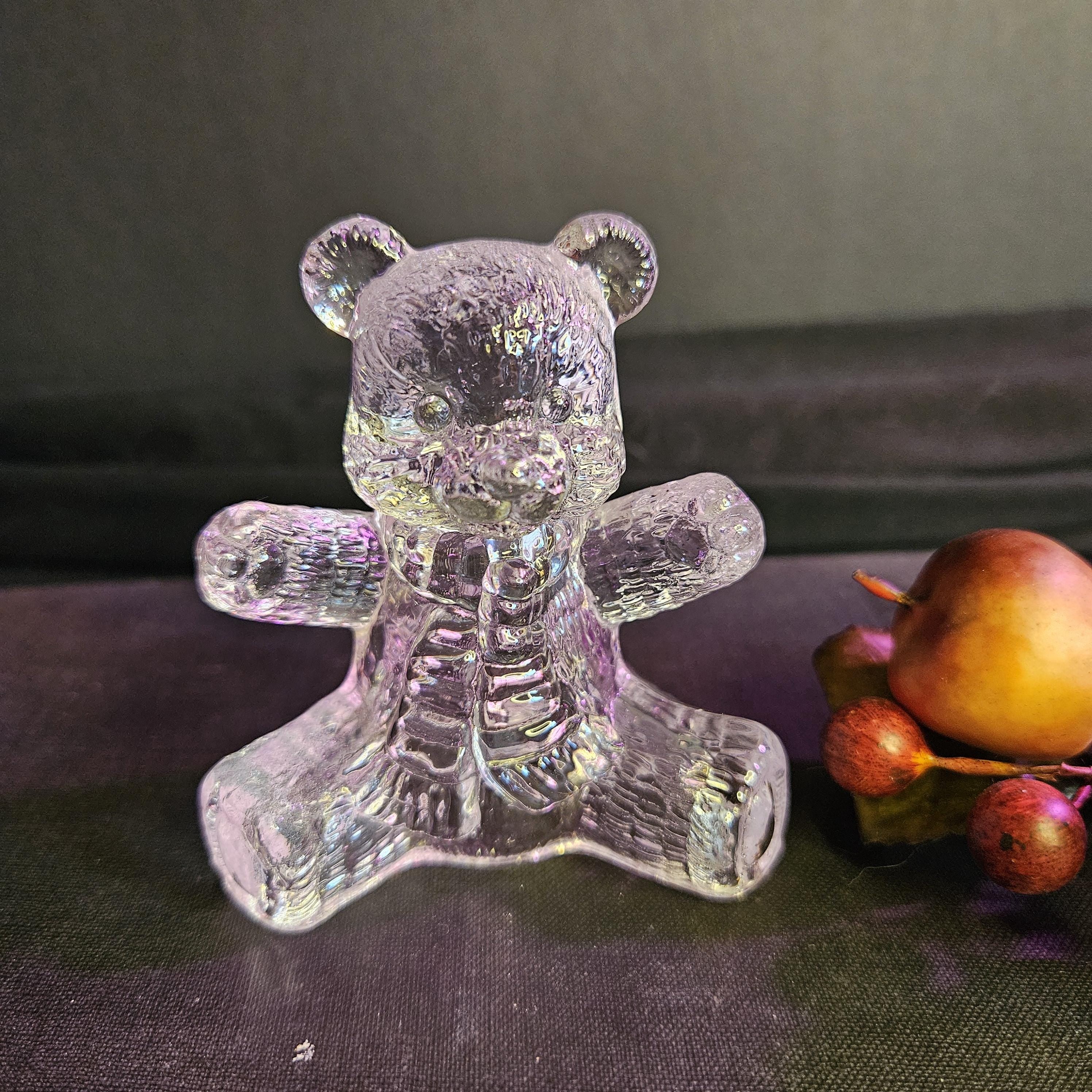 Glass Teddy Bear with Scarf - 3.5 inches tall